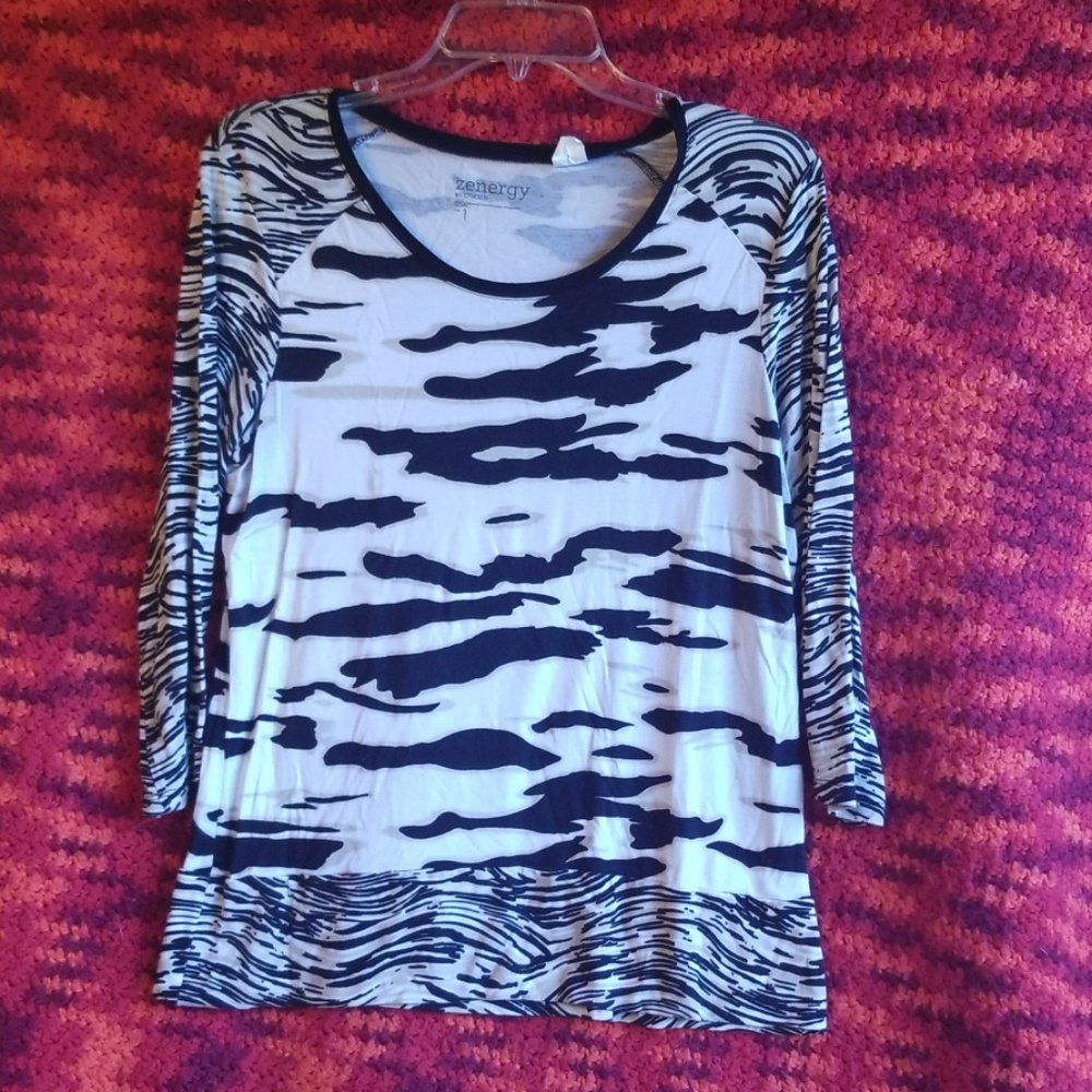 Animal print banded tunic top